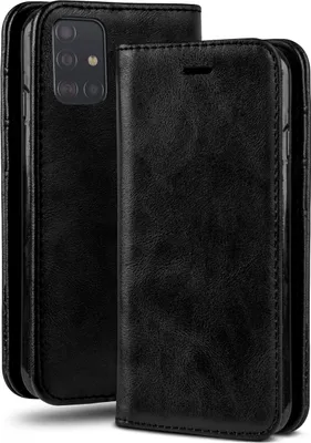 Produktbild von moex® Klapphülle kompatibel mit Samsung Galaxy A71 - Hülle mit Kartenfach, Onyx Schwarz