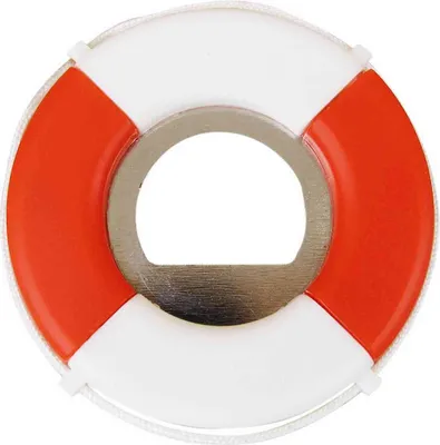 Produktbild von Flaschenöffner Rettungsring, Rot/Weiß, 7cm – Nautische Akzente Retro-Dekoration