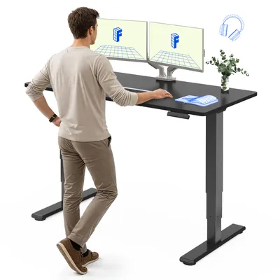 Produktbild von FlexiSpot höhenverstellbarer Schreibtisch elektrisch 120x80cm mit Dualmotor, 25MM einteiliger Tischplatte&3-fach Teleskop EC5 LITE (Schwarz)