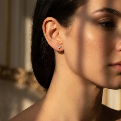 Produktbild von Suzan Gold® 925 Sterling Silber Ohrstecker Damen Marquise Zirkonia Ohrringe vergoldet elegant minimalistisch Geschenk Marquise Stud Earrings