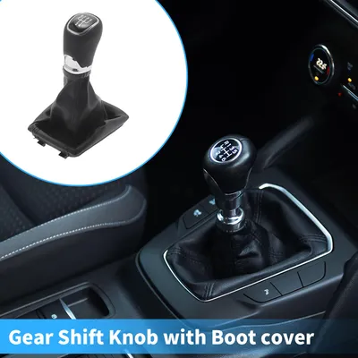 Image de 5 Pommeau De Levier De Vitesses Manuel à 5 Vitesses Avec Couvercle Compatible Pour Skoda Octavia 3 Iii 2012-2021, En Plastique Durable Et Similicuir Noir.