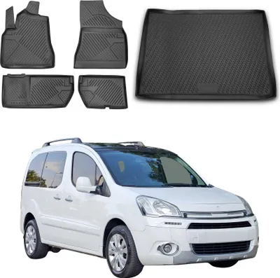 Immagine prodotto di Set di tappetini e rivestimenti per il bagagliaio per Citroen Berlingo 2008-2019 TPE nero