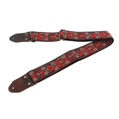 Produktbild von Gitarrengurt,Gitarrengurt Gürtel,Gitarrengürtel,Gestickter Jacquard Gitarrengurt,Vintage Floral Muster Gitarrengurt,Musikinstrument Zubehör