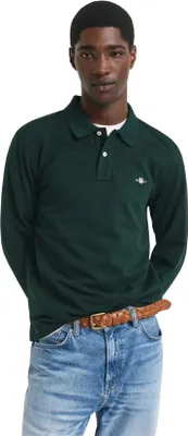 Produktbild von Gant einfarbiges Langarm-Poloshirt Gant normale Passform grün
