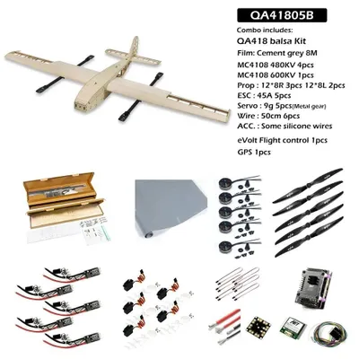 Produktbild von QA418 RC Flugzeug - VTOL Multirotor Starrflügel Trainingsflugzeug - 1,8 m Spannweite - Balsaholz Bausatz - 8 Kanäle - Ohne Fernsteuerung - QA41805B