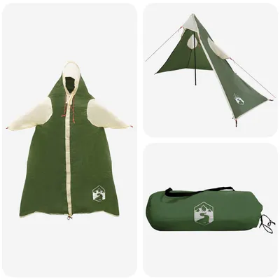 Image de Poncho imperméable 2 en 1 avec capuche vidaXL, vert, 262 x 126 x 130 cm