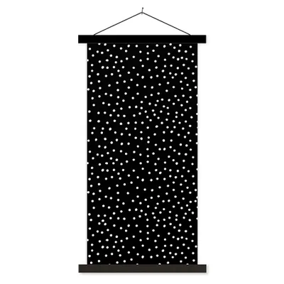 Produktbild von MuchoWow® Textilposter Polka dots - Schwarz - Weiß 40x80 cm mit schwarzem Rahmen - Wandemalerei