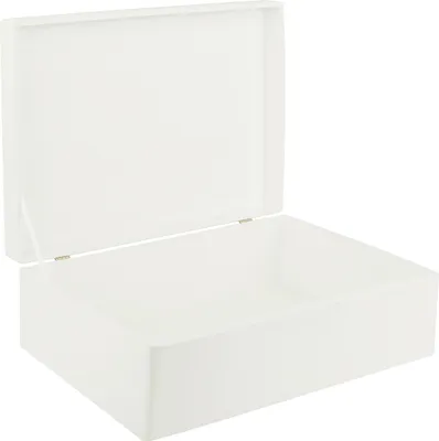Image de Creative Deco Boite de Rangement en Bois Blanc 40 x 30 x 14 cm (+/- 1 cm)