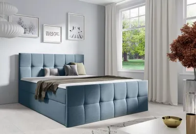 Obrázek produktu pro Manželská postel CHLOE - 200x220, modrá 2 + topper