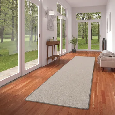 Produktbild von Natur Teppich Läufer Wolle Berber Grau Meliert, Größe:80x320 cm
