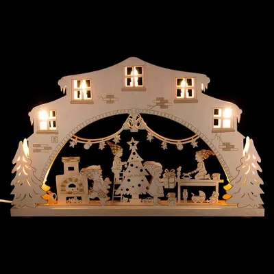 Produktbild von Schwibbogen "Wichtelwerkstatt" (52x32cm) von Weigla Holzkunst