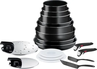 Obrázek produktu pro Tefal Ingenio L1599702, Smíšená sada, Černá, Hliník, Titanová, Černá, Termo indikátor