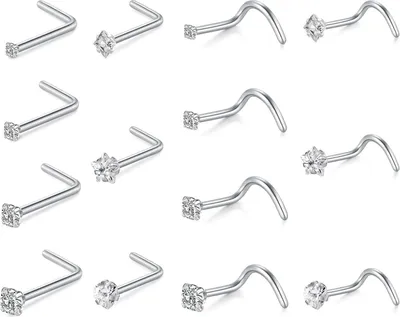 Produktbild von Gold Nasenpiercing 18G Chirurgenstahl Zirconia Strassstein 1,0/0,8/0,6mm