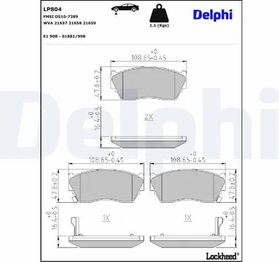 Produktbild von DELPHI Bremsbeläge Satz Vorne Bremsklötze für NISSAN 100 NX (B13) LP804