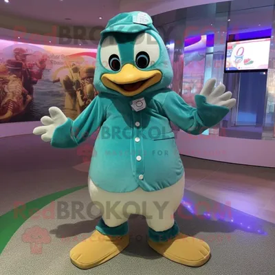 Produktbild von Blaugrüner REDBROKOLY Pinguin Maskottchen Kostüm mit Strampler und Ringen