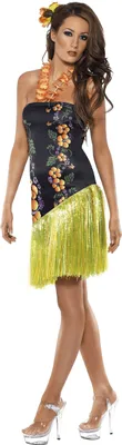 Produktbild von Hawaiikostüm Kostüm Hawaii mit Blumenaufdruck y Kleid Minikleid Gr. 36/38 (S), 40/42 (M), Größe:M
