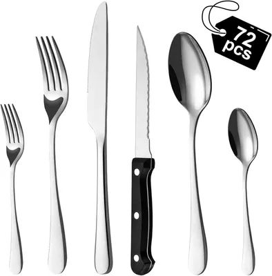 Produktbild von Besteckset 72-teilig, für Feiern, Edelstahl, spiegelpoliert, spülmaschinengeeignet, 12 Personen