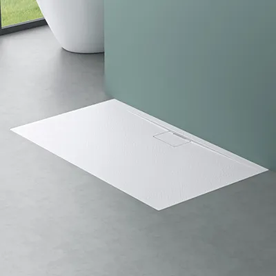 Produktbild von Mai & Mai Duschtasse Duschwanne aus Mineralguss BxTxH: 90x140x3 cm Mineralgusswanne in Weiß DIN-Anschlüsse inkl. Ablaufgarnitur Geoma07