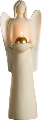 Produktbild von GILDE Teelichtleuchter, Engel, "Lucia", Keramik, creme, , L. 16 cm, B. 17,5 cm, H. 49 cm 30777