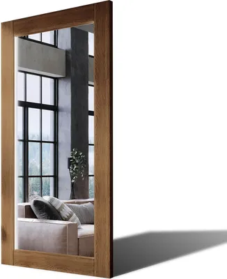 Produktbild von 70x170 Rechteckig Rustikal Wandspiegel mit Rahmen massivholz Eichenholz mit Beleuchtung Vertikal | Individuell Spiegel Nach Maß | PLDR225 Oak Brown Glatte Oberfläche
