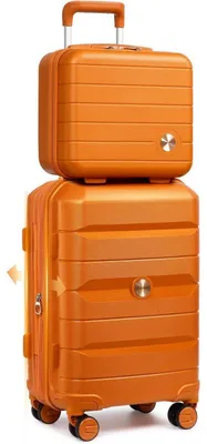 Produktbild von Hartschalen Koffer Trolley Kabinen Handgepäck 55cm Orange Erweiterbar mit TSA Schloss