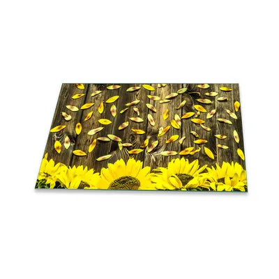 Produktbild von Herdabdeckplatte Glaskeramik 80x52 Sonnenblume Gelb Abdeckung Glas Spritzschutz Deko