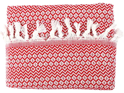 Immagine prodotto di Elzusha - Copertura in cotone rossa, 250 x 265 cm - Coperta morbida e resistente per divano o letto