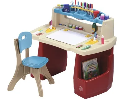 Immagine prodotto di Step2 Deluxe Art Master Scrivania per bambini con sedia | Posto di lavoro per bambini / Scrivania per bambini con illuminazione | Tavolo della creatività con deposito