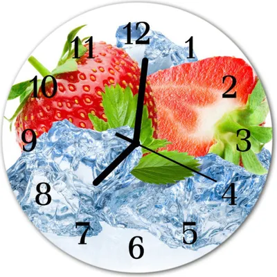 Produktbild von Glasuhr Wanduhr Küchenuhr Echt-Glas 30fi cm Erdbeeren Eis rot