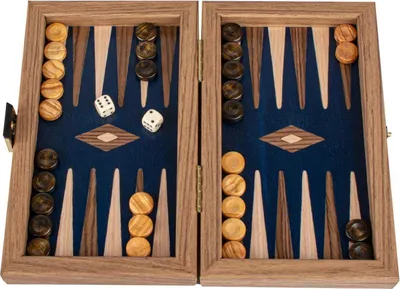 Produktbild von Manopoulos Premium Backgammon Set – Amerikanischer Nussbaum – Reiseformat (20x12 cm)