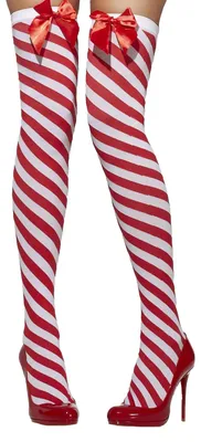 Immagine prodotto di Smiffys - Calze autoreggenti con fiocco da donna SM246 (taglia unica) (bianco/rosso)