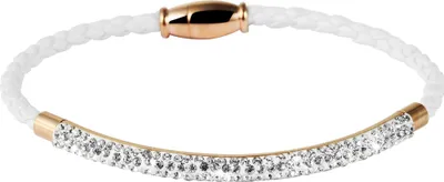 Produktbild von Akzent Geflochtenes Armband aus Echtleder und Edelstahl in Weiß mit IP Roségold-Beschichtung