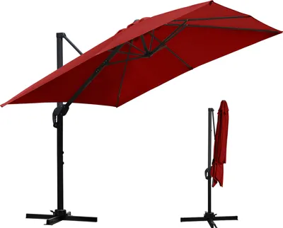 Produktbild von Aopunly Sonnenschirm Beleuchtung Ampelschirm 300 cm Garten Schirm Pavillon UV50+ Rot