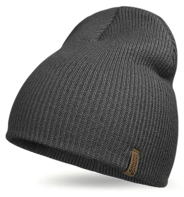 Obrázok produktu pre Čiapka typu "beanie" uni, teplá, s koženou aplikáciou, čierna, univerzálna veľkosť