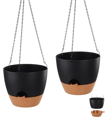 Produktbild von Selbstbewässernder Hängeampeltopf 25 cm Kunststoff Wasserstandsanzeige Innen und Außenbereich