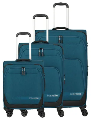 Immagine prodotto di Set da viaggio Travelite, composto da 3 pezzi, con valigia a quattro ruote (colore: petrolio)