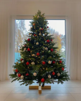 Produktbild von Salcar 180 cm Weihnachtsbaum Künstlich Tannenbaum Nordmanntanne mit Holzständer, mit 1290 PE-Zweigen und 722 PVC-Zweigen