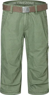 Zdjęcie produktu dla Cienkie spodnie chino capri 3/4 z paskiem i wzorem |