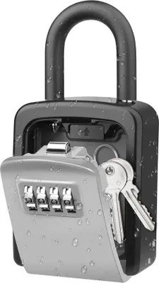 Produktbild von Schlüsselkasten mit Hanger wasserdicht - für Haus und Garage - grau - Schlüsselkasten mit Code