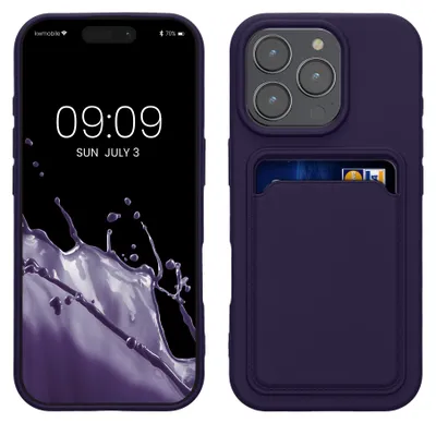 Produktbild von kwmobile Handyhülle für Apple iPhone 16 Pro Hülle mit Kartenfach - TPU Case - Kabelloses Laden - Schutzhülle Cover in Baltik Blau