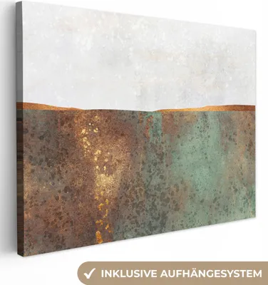 Produktbild von MuchoWow® - Leinwandbilder - Abstrakt - Luxus - Gold, Wandbild, Wanddeko Bilder Wohnzimmer, 80x60 cm