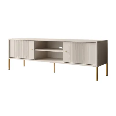 Produktbild von TV-Schrank VIVALDI mit geriffelten Fronten, kaschmir / gold