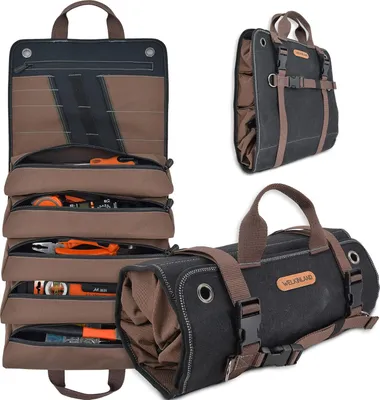 Produktbild von Werkzeugtasche 15 Fächer, gewachstes Canvas, wasserabweisend, für Handwerker