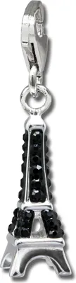Produktbild von SilberDream schwarz Charm Eiffelturm Zirkonia Silber Charms Anhänger GSC562S