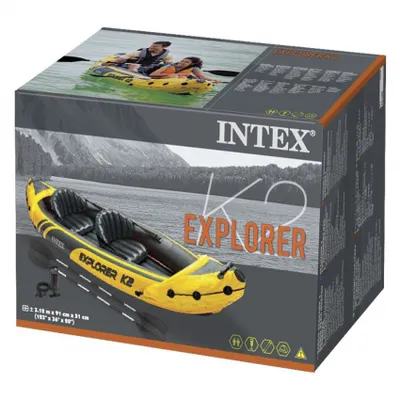 Produktbild von Intex Explorer K2, Aufblasbares Kajak, 2 Person(en), 180 kg, Grau, Gelb, Polyvinylchlorid (PVC), 2 Sitz(e)
