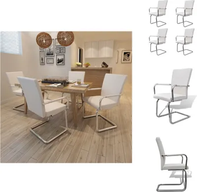 Immagine prodotto di vidaXL Sedia a sbalzo 4 pz. Similcuoio bianca - Sedie da pranzo