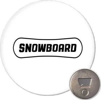 Produktbild von Huuraa Magnet Snowbord Schriftzug 59mm Kühlschrankmagnet rund Flaschenöffner Geschenkidee