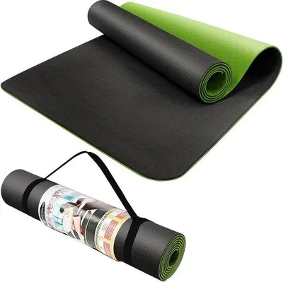 Productafbeelding van Unyqoos® Yogamat – antislip trainingsmat van TPE, 183 x 61 x 0,6 cm, 0,9 kg, met draagriem – geschikt voor Pilates en stretching, voor dames en heren