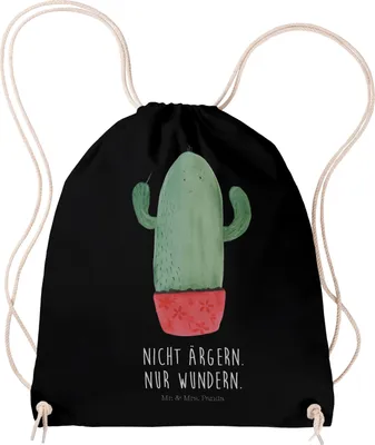 Produktbild von Mr. & Mrs. Panda gym tasche Kaktus Wut - Schwarz - Geschenk, wander rucksack, Beutel, Büro, Kakteen, Kollege, wütend, Kollegin, Säckchen, sporttasche klein