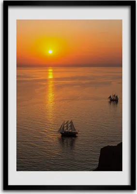 Produktbild von Bild - Bilderrahmen - 50 cm x 70 cm - MDF - Rahmen - Wandkunst Sonnenuntergang Meer